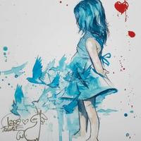 Blu girl di Lora Zombie firmato (unicorno)