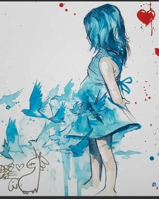 Blu girl di Lora Zombie firmato (unicorno)