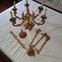 LAMPADARIO CON FOGLIA D'ORO
