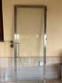 Porta in Acciaio Inox e Vetro 90x220 cm con Telaio