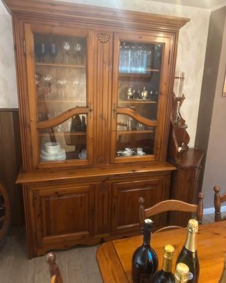 Credenza vetrina in pino massello 2 ante