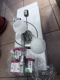 Lampadario applique 5 luci metallo e vetro