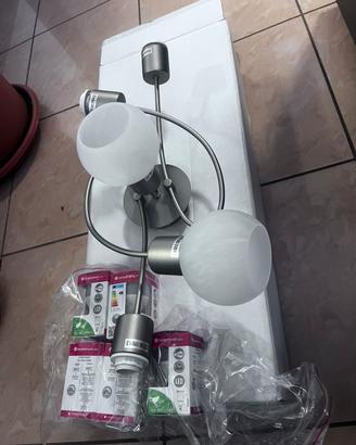 Lampadario applique 5 luci metallo e vetro