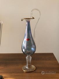 Brocca Vintage in Vetro Soffiato Murano Iridescent