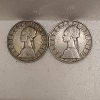 due monete in argento 500 lire le Caravelle 