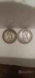 due monete in argento 500 lire le Caravelle 