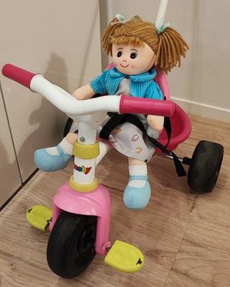 Triciclo Smoby rosa con maniglione spingi-bimbo