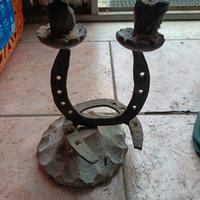 porta candele ferro di cavallo 
