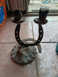 porta candele ferro di cavallo 