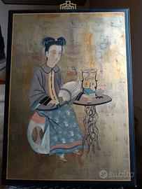 Dipinto antiquariato cinese_donna