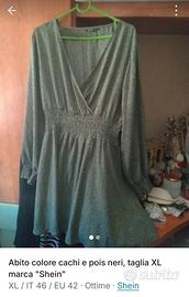 Abito colore cachi e pois neri marca "Shein" 