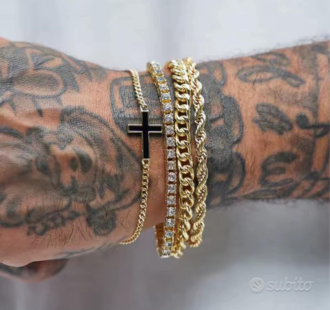 Bracciale a catena con cursore regolabile in acciaio inossidabile a 10