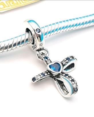 Charm argento 925 croce cuore love blu
zirconi