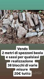 27 blocchi cemento 10 mattoni e 40 spezzoni beole 