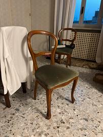 Set 6 Sedie Vintage in Legno e Velluto Verde