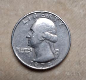Moneta Quarto di dollaro 1974 molto raro