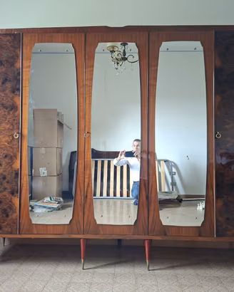 Camera da letto vintage anni 50 radica noce
