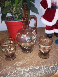 TRIS BOTTIGLIA E 2 BICCHIERI LIBERTY