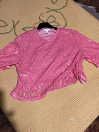 top strass colore rosa tg M