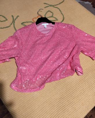 top strass colore rosa tg M