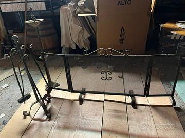 Set da Camino in Ferro Battuto + Attrezzi