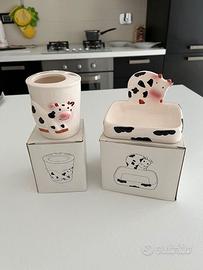 Porta spazzolini da denti+ Porta sapone mucca