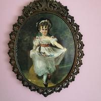 Stampa di dipinto antico con cornice in peltro