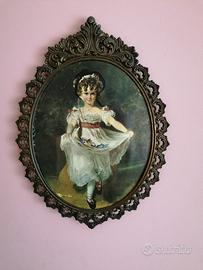 Stampa di dipinto antico con cornice in peltro