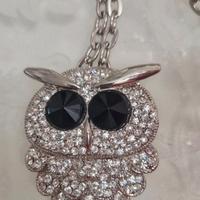 CIONDOLO CON GUFO STRASS E CATENINA 