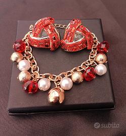 Bracciale e orecchini Rosso e Oro