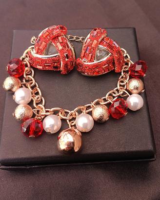 Bracciale e orecchini Rosso e Oro