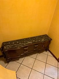 Mobile Basso / Porta TV in Legno con Top in Marmo