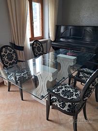 Tavolo in vetro con 4 sedie - stile elegante