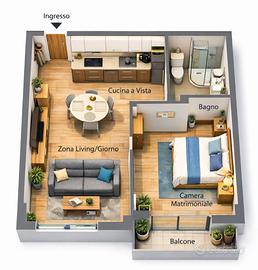 Bilocale con balcone comodo x aeroporto e centro