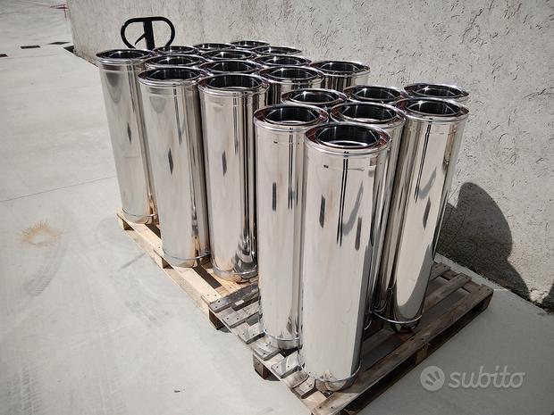 Tubo Canna Fumaria Doppia Parete Acciaio Inox - 1mt, &Oslash;130/180mm, Isolato Lana Di Roccia