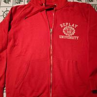 Felpa cappuccio Replay University rossa