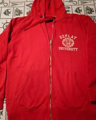 Felpa cappuccio Replay University rossa