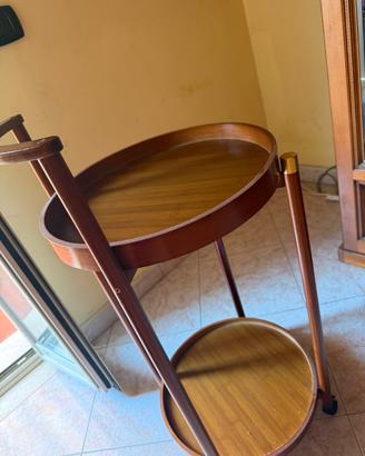 carrello porta vivande/ bar con ruote in legno