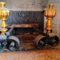 Coppia Alari in Ferro Battuto per Camini Antichi