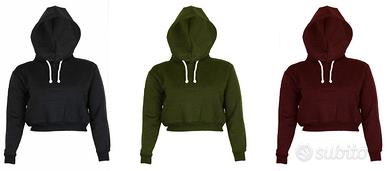 Felpa corta crop top S - 3 pezzi