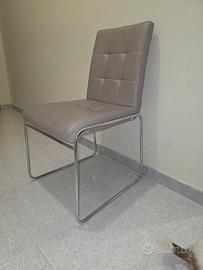 6 eleganti sedie in pelle tortora