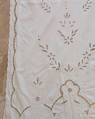 coppia tende ricamate cotone vintage