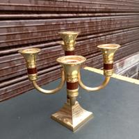 Portacandele metà del 900 in legno e ottone