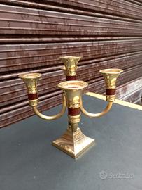 Portacandele metà del 900 in legno e ottone