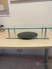 Ripiano girevole in cristallo per tv, stereo