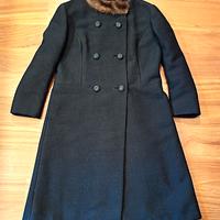 Cappotto donna nero in lana, elegante, anni '60