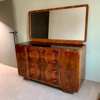 Credenza Art Déco radica con specchio vintage