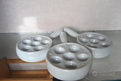 set 3 piastre per escargot in ceramica