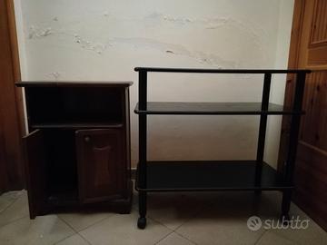 Tavolino con ruote porta televisore e mobiletto