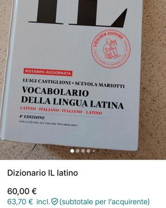 vocabolario lingua latina IL 4°  Mariotti